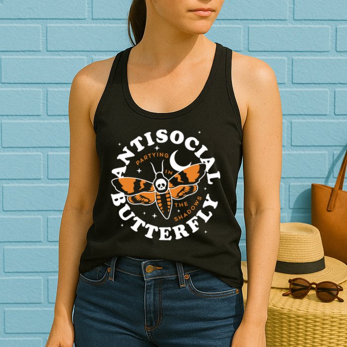 Antisocial Butterfly Partying In The Shadows Apparel Womens Tank Top