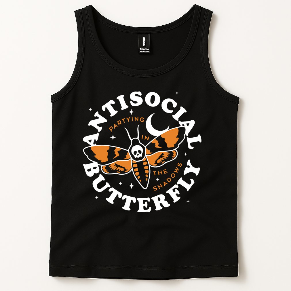 Antisocial Butterfly Partying In The Shadows Apparel Tank Top