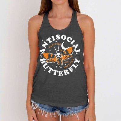 Antisocial Butterfly Partying In The Shadows Apparel Women's Knotted Racerback Tank