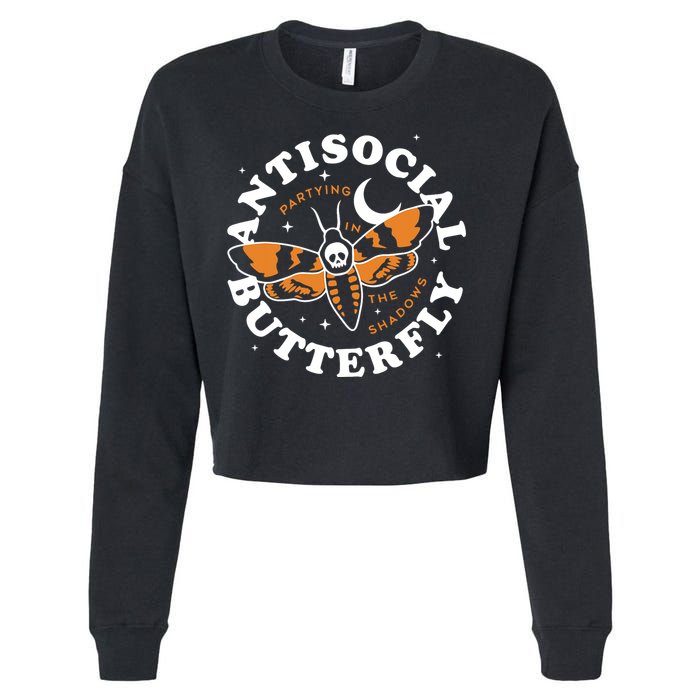 Antisocial Butterfly Partying In The Shadows Apparel Cropped Pullover Crew