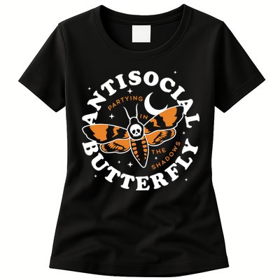 Antisocial Butterfly Partying In The Shadows Apparel Womens T-Shirt