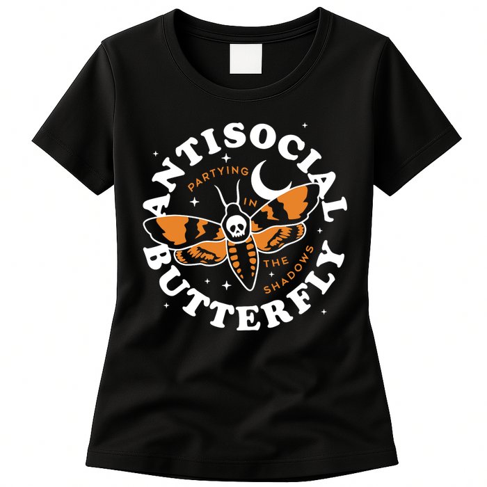 Antisocial Butterfly Partying In The Shadows Apparel Womens T-Shirt