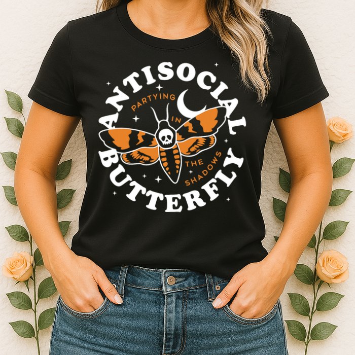 Antisocial Butterfly Partying In The Shadows Apparel Womens T-Shirt
