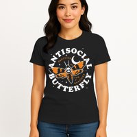 Antisocial Butterfly Partying In The Shadows Apparel Womens T-Shirt