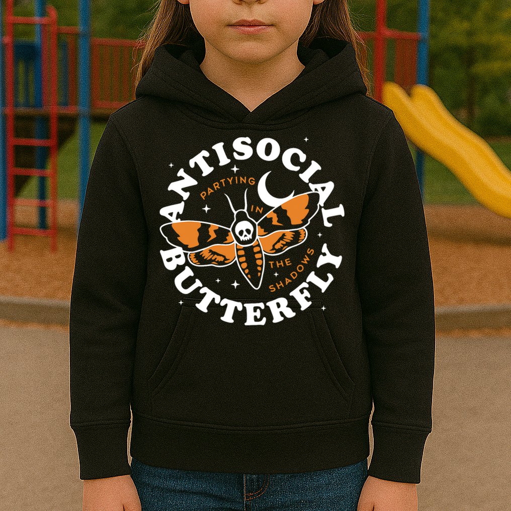 Antisocial Butterfly Partying In The Shadows Apparel Kids Hoodie