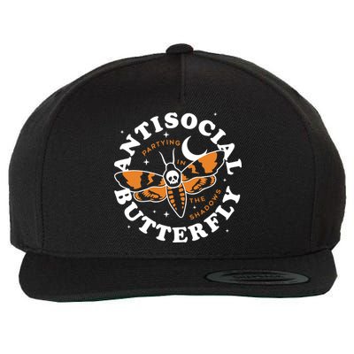 Antisocial Butterfly Partying In The Shadows Apparel Wool Snapback Cap