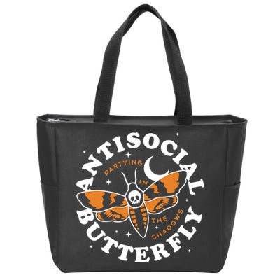 Antisocial Butterfly Partying In The Shadows Apparel Zip Tote Bag