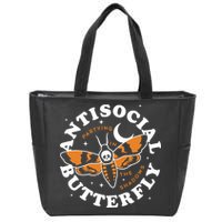 Antisocial Butterfly Partying In The Shadows Apparel Zip Tote Bag