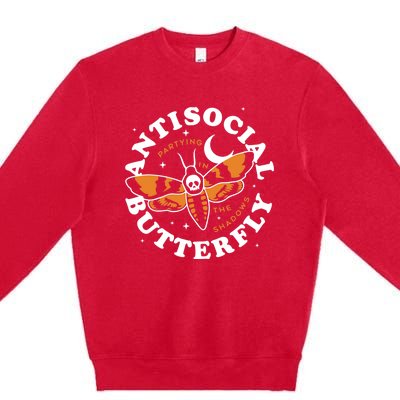 Antisocial Butterfly Partying In The Shadows Apparel Premium Crewneck Sweatshirt