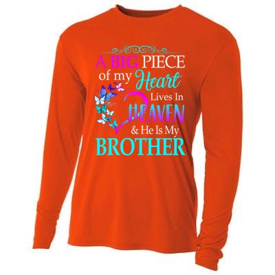 A Big Piece Of My Heart Live In Heaven He Is My Brother Gift Cooling Performance Long Sleeve Crew