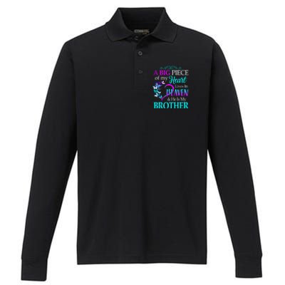 A Big Piece Of My Heart Live In Heaven He Is My Brother Gift Performance Long Sleeve Polo