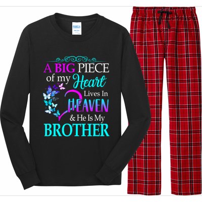 A Big Piece Of My Heart Live In Heaven He Is My Brother Gift Long Sleeve Pajama Set