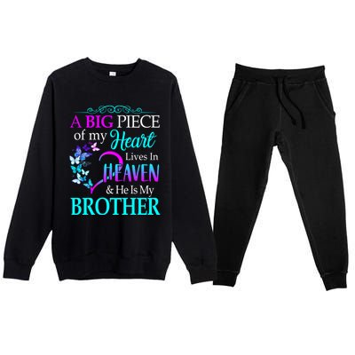 A Big Piece Of My Heart Live In Heaven He Is My Brother Gift Premium Crewneck Sweatsuit Set