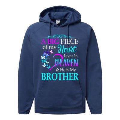 A Big Piece Of My Heart Live In Heaven He Is My Brother Gift Performance Fleece Hoodie