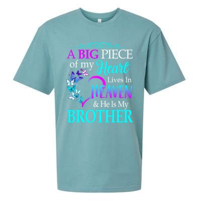 A Big Piece Of My Heart Live In Heaven He Is My Brother Gift Sueded Cloud Jersey T-Shirt