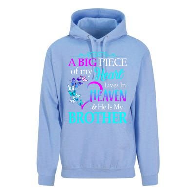 A Big Piece Of My Heart Live In Heaven He Is My Brother Gift Unisex Surf Hoodie