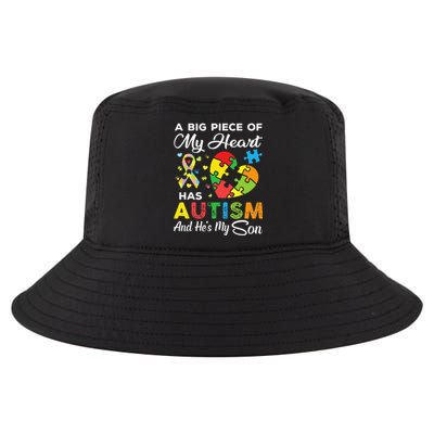 A Big Piece Of My Heart Has Autism And He's My Son Cool Comfort Performance Bucket Hat