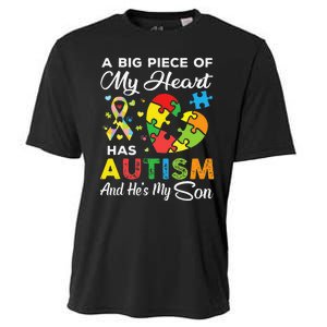 A Big Piece Of My Heart Has Autism And He's My Son Cooling Performance Crew T-Shirt