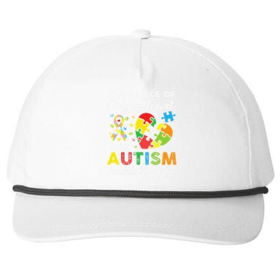 A Big Piece Of My Heart Has Autism And He's My Son Snapback Five-Panel Rope Hat