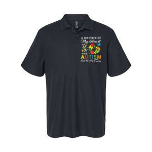 A Big Piece Of My Heart Has Autism And He's My Son Softstyle Adult Sport Polo