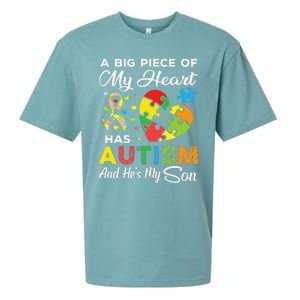 A Big Piece Of My Heart Has Autism And He's My Son Sueded Cloud Jersey T-Shirt