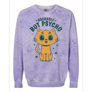 Adorable But Psycho Funny Cat Colorblast Crewneck Sweatshirt