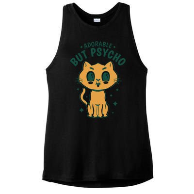 Adorable But Psycho Funny Cat Ladies PosiCharge Tri-Blend Wicking Tank