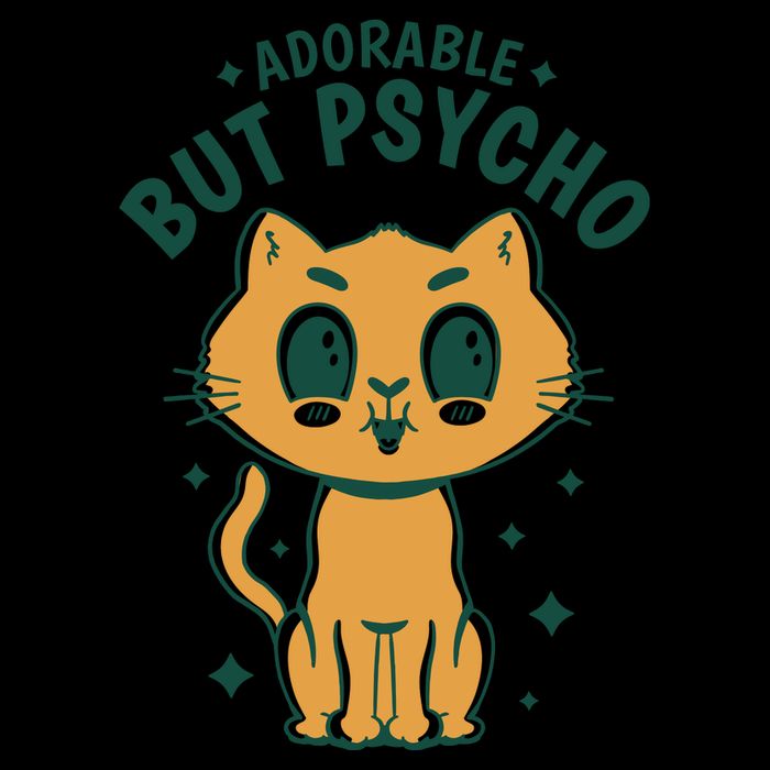Adorable But Psycho Funny Cat Flexfit Unipanel Trucker Cap