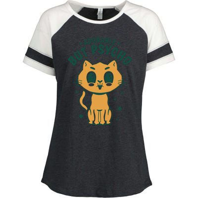 Adorable But Psycho Funny Cat Enza Ladies Jersey Colorblock Tee