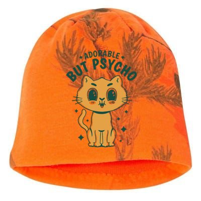 Adorable But Psycho Funny Cat Kati - Camo Knit Beanie