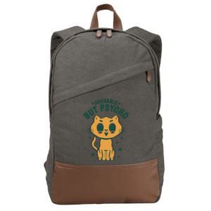 Adorable But Psycho Funny Cat Cotton Canvas Backpack