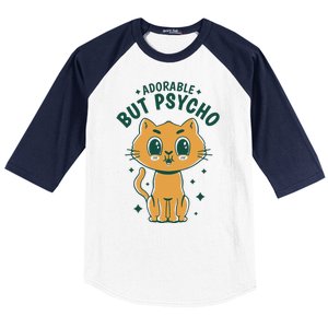 Adorable But Psycho Funny Cat Baseball Sleeve Shirt