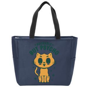 Adorable But Psycho Funny Cat Zip Tote Bag