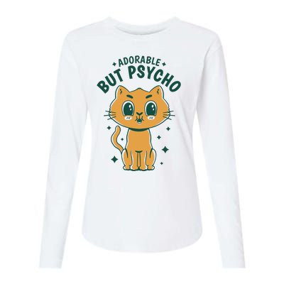 Adorable But Psycho Funny Cat Womens Cotton Relaxed Long Sleeve T-Shirt