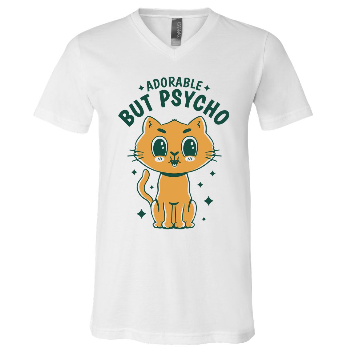 Adorable But Psycho Funny Cat V-Neck T-Shirt