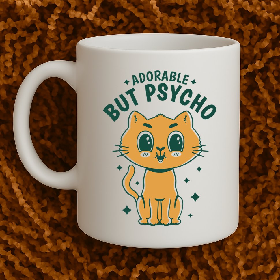 Adorable But Psycho Funny Cat Mug