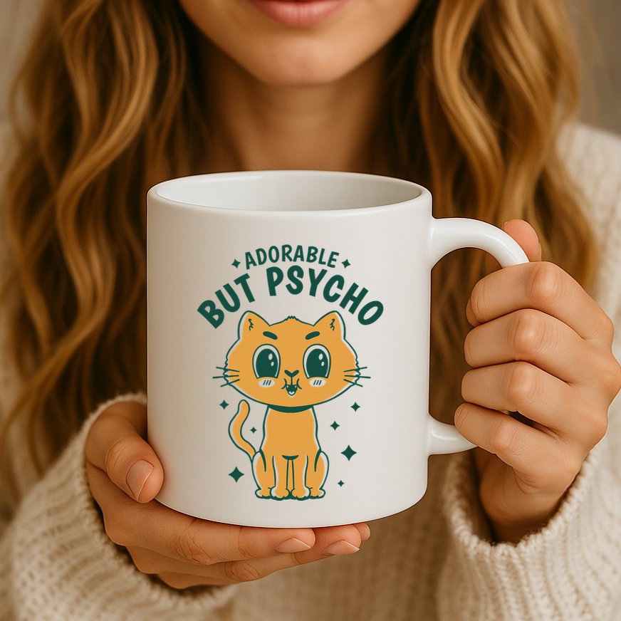 Adorable But Psycho Funny Cat Mug