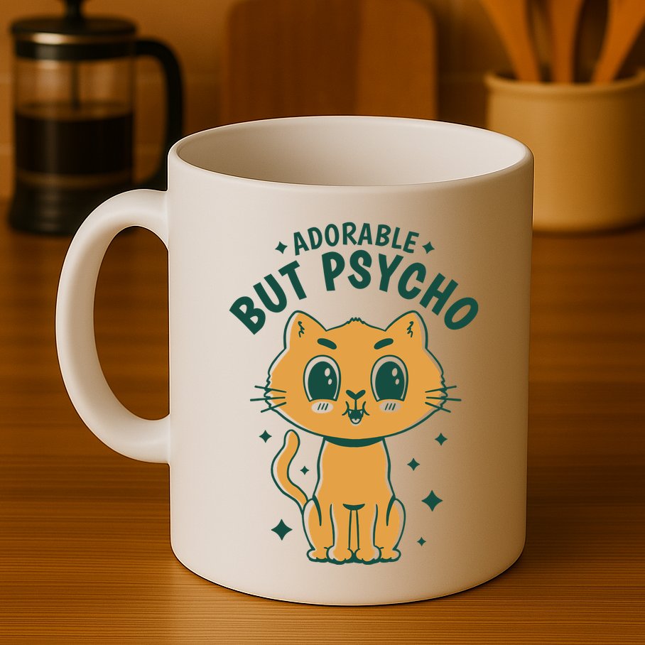 Adorable But Psycho Funny Cat Mug