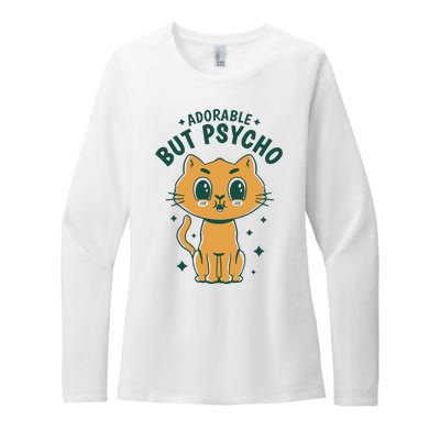 Adorable But Psycho Funny Cat Womens CVC Long Sleeve Shirt