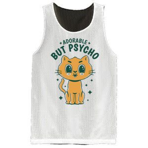 Adorable But Psycho Funny Cat Mesh Reversible Basketball Jersey Tank