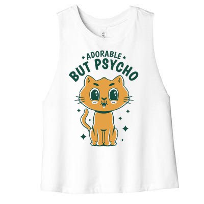 Adorable But Psycho Funny Cat Women's Racerback Cropped Tank