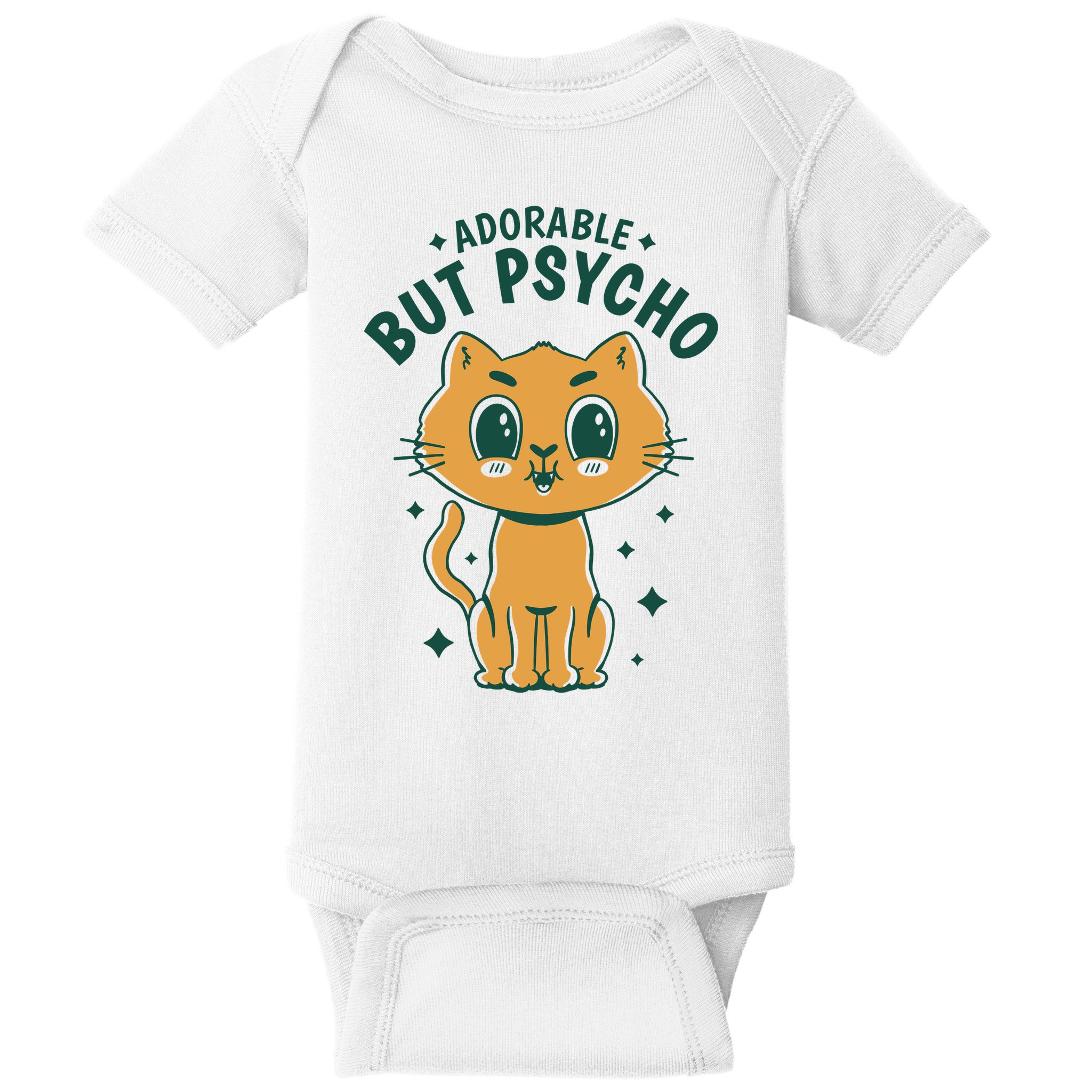 Adorable But Psycho Funny Cat Baby Bodysuit