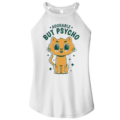 Adorable But Psycho Funny Cat Women's Perfect Tri Rocker Tank