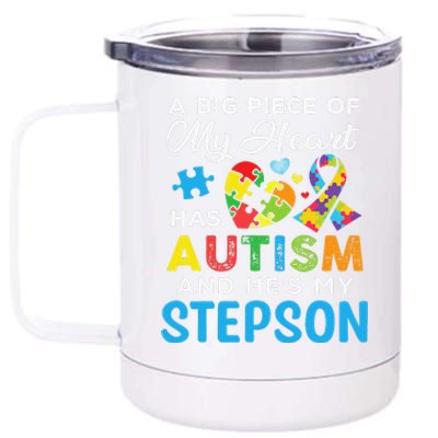 A Big Piece Of My Heart Has Autism And He's My Stepson 12 oz Stainless Steel Tumbler Cup