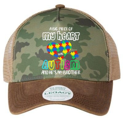 A Big Piece Of My Heart Has Autism And He's My Brother Legacy Tie Dye Trucker Hat