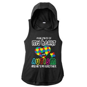 A Big Piece Of My Heart Has Autism And He's My Brother Ladies PosiCharge Tri-Blend Wicking Draft Hoodie Tank