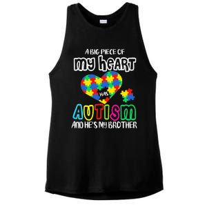 A Big Piece Of My Heart Has Autism And He's My Brother Ladies PosiCharge Tri-Blend Wicking Tank