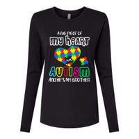 A Big Piece Of My Heart Has Autism And He's My Brother Womens Cotton Relaxed Long Sleeve T-Shirt