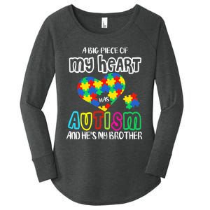 A Big Piece Of My Heart Has Autism And He's My Brother Women's Perfect Tri Tunic Long Sleeve Shirt