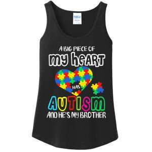 A Big Piece Of My Heart Has Autism And He's My Brother Ladies Essential Tank